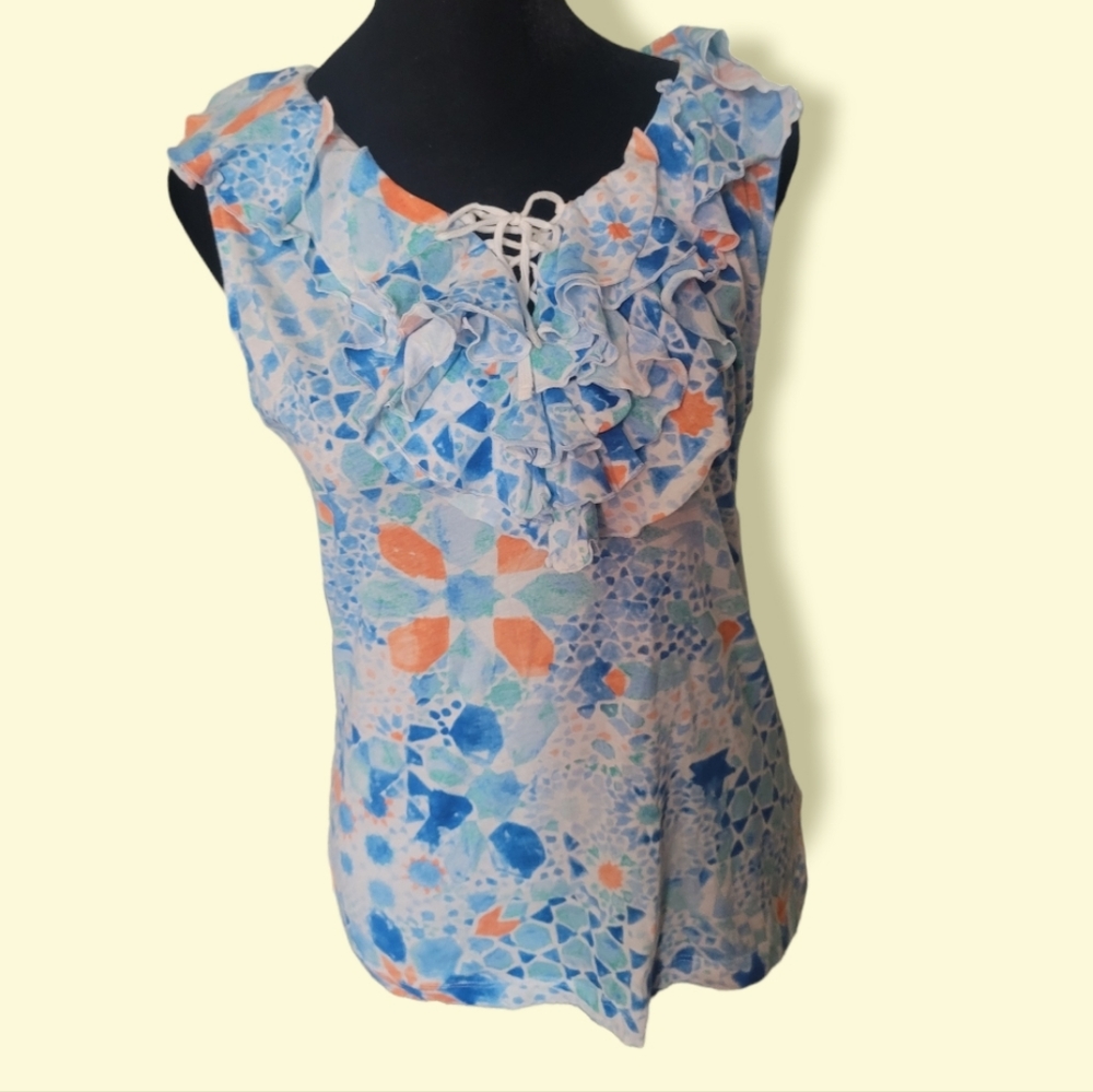 LRL Lauren Jeans Co. Ruffled Knit Top Medium